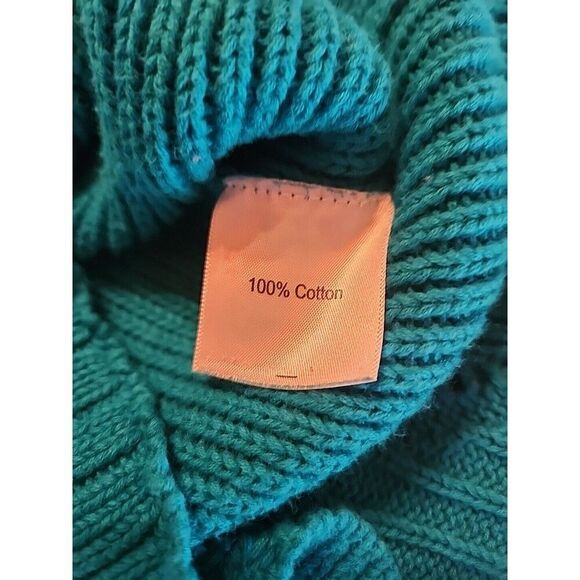 SAHALIE Sleeveless Crew Neck 100% Cotton Knit Sweater Dress, Medium, Teal Green - Picture 6 of 7